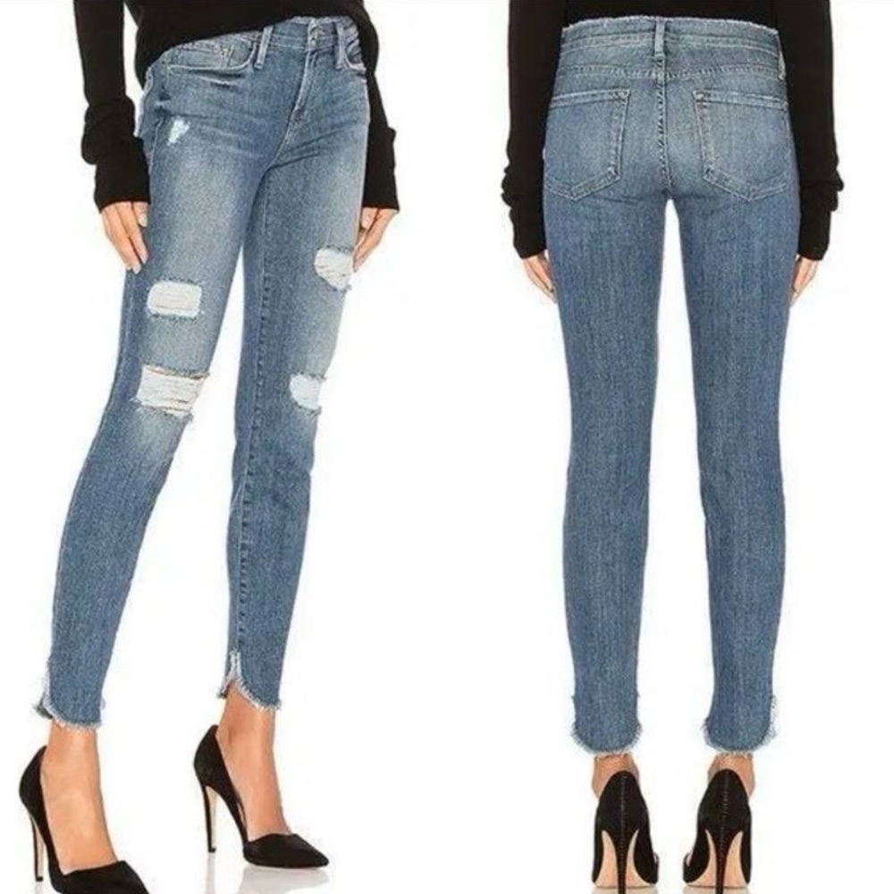 Frame Denim Le Skinny De Jeanne Havelock Jeans Raw Curved Hem